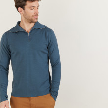 Zipped high-neck sweater in merino wool - Maé