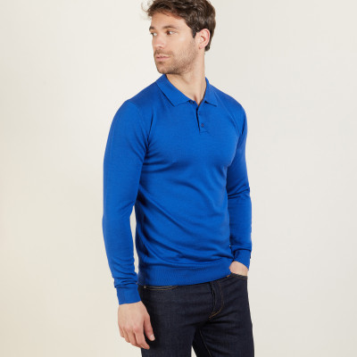 Long-sleeved merino wool polo shirt - Eni