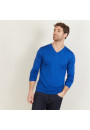 Pull col V en laine mérinos - Bibiane 6143 saphir - 48 Bleu roi