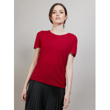 T-shirt col rond en lin flammé - Bang 6880 pavot - 52 Rouge
