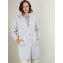 Long gilet 2 poches en mohair - Gaya 7011 ombre - 10 Gris foncé