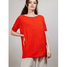 T-shirt col rond en viscose crepe - Bibiche 6883 flamine - 15 Orange