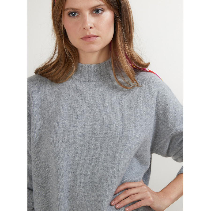 Oversized high-neck sweater in recycled cashmere and wool - Glace