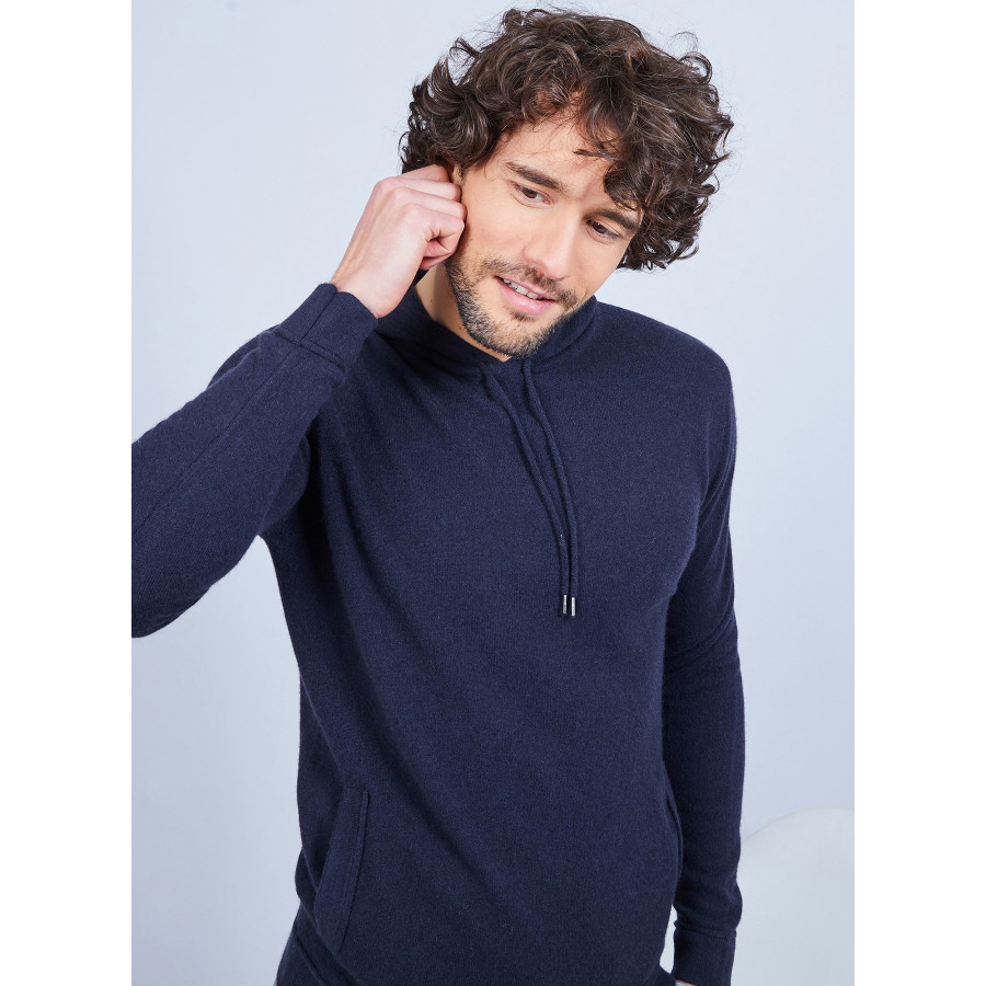 Sweat à capuche en cachemire - Harper 6440 marine - 05 Bleu marine