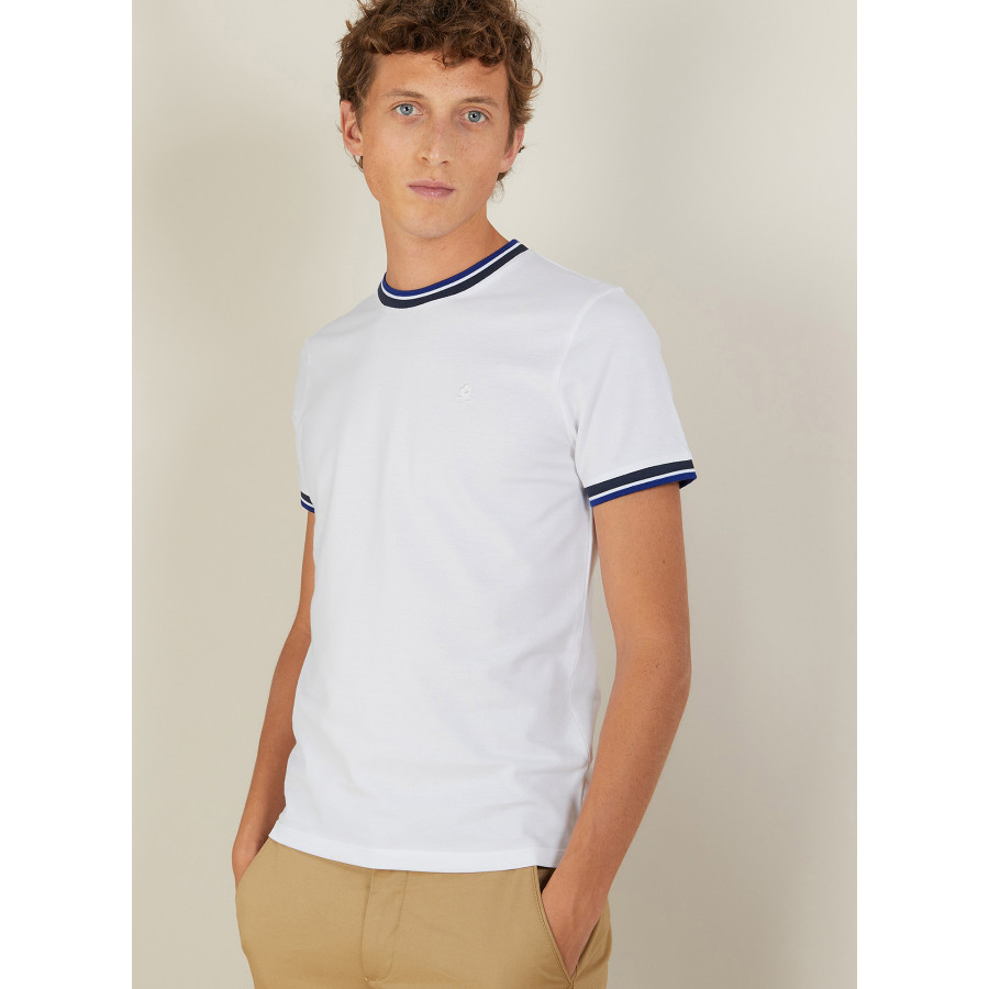 Tri-color pique cotton t-shirt - Duc