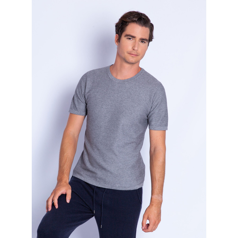 Cotton and cashmere round neck T-shirt - Hideo