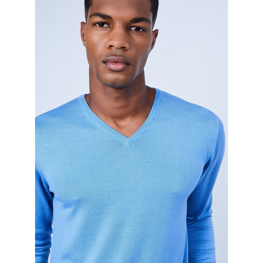 Pull col V en laine et soie - Basil