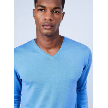 Pull col V en laine et soie - Lessie 6441 calypso - 06 Bleu moyen