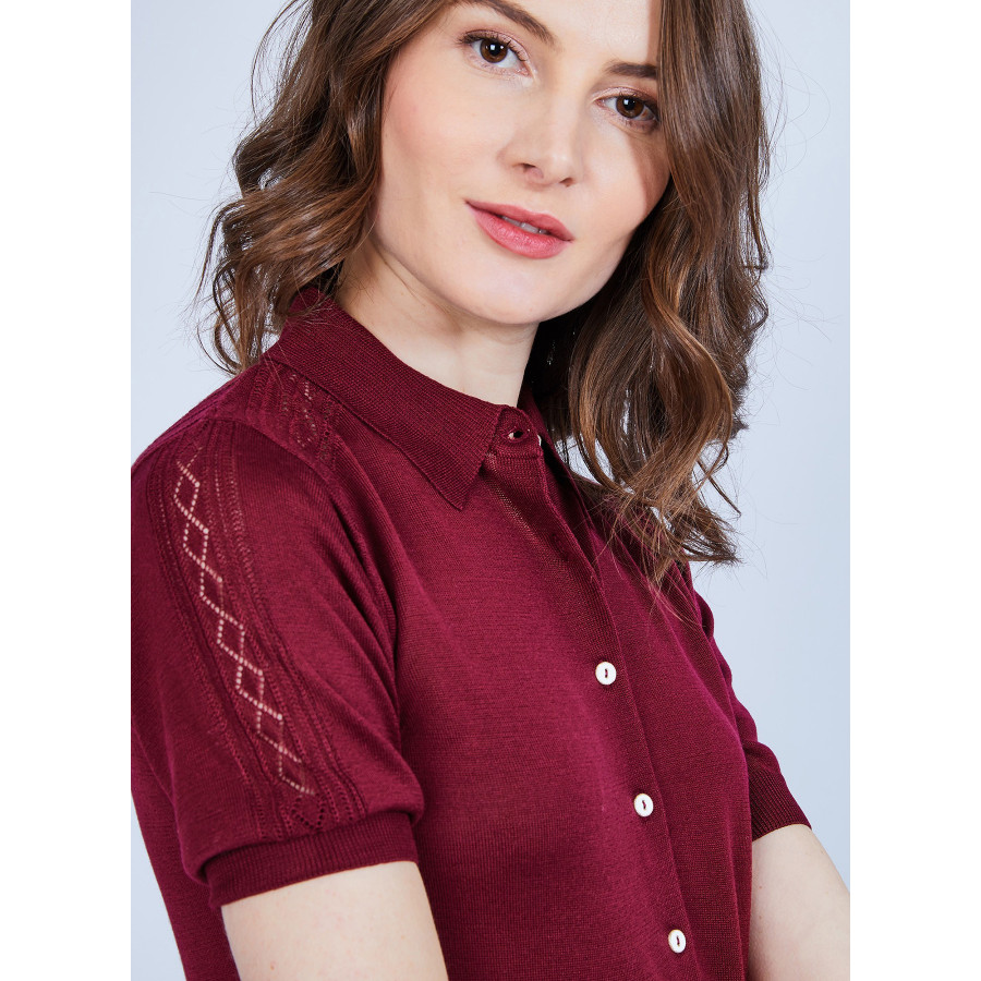 T-shirt col polo en soie - Jourdan 6487 Carmin - 51 bordeaux