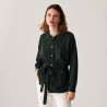 Veste boutonnée en cachemire col polo - Clemence 7451 bronze - 83 Kaki