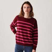 Two-tone round-neck button-down sweater in cashmere - Dalton