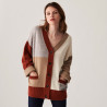 Long cardigan boutonné en cachemire - Delia 7521 SABLE MULTI