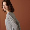 T-shirt boutonné en bambou cachemire col rond en maille fine - Aelia 7411 volute - 09 Gris moyen