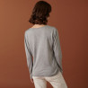 T-shirt boutonné en bambou cachemire col rond en maille fine - Aelia 7411 volute - 09 Gris moyen
