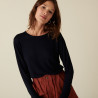 T-shirt boutonné en bambou cachemire col rond en maille fine - Aelia 7440 marine - 05 Bleu marine