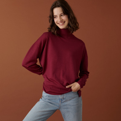Turtleneck sweater with slits in merino wool - Amy