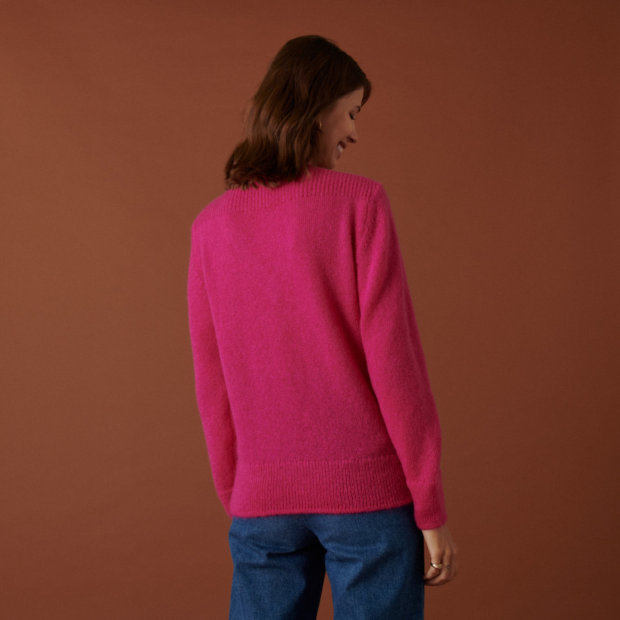 V-neck mohair sweater with ribbed edges - Astrid