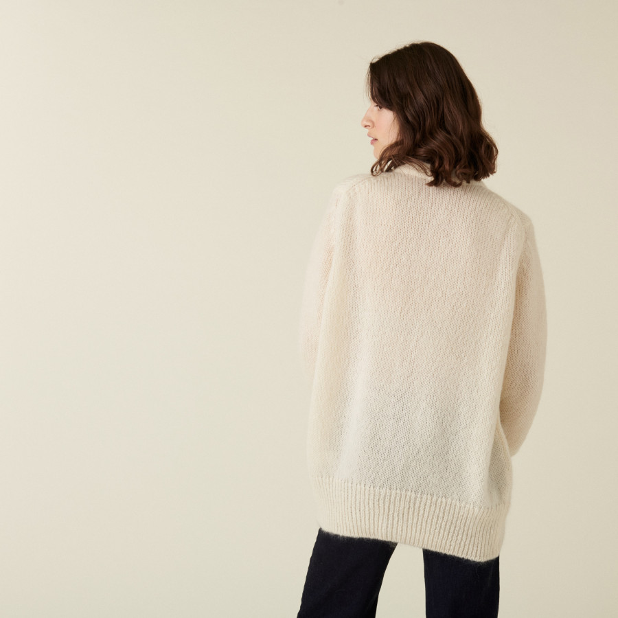 V-neck buttoned cardigan in mohair - Anais