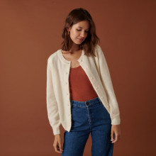 Buttoned cardigan with mohair shoulder pads - Aloise