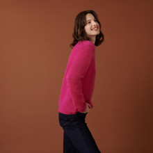 Round neck mohair sweater with rolled finishes - Alexia