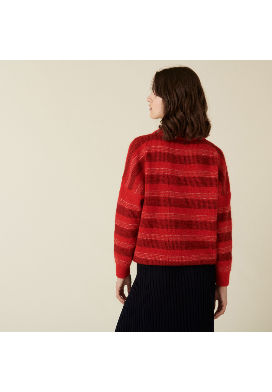 Pull col rond à rayures en mohair - Charly