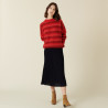 Pull col rond à rayures en mohair - Charlie 7502 rubis - 52 Rouge
