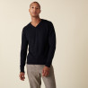 Pull col V avec logo en laine mérinos - Elmo 7440 marine - 05 Bleu marine