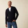 Gilet boutonné avec logo en laine mérinos - Etienne 7440 Marine - 05 Bleu Marine