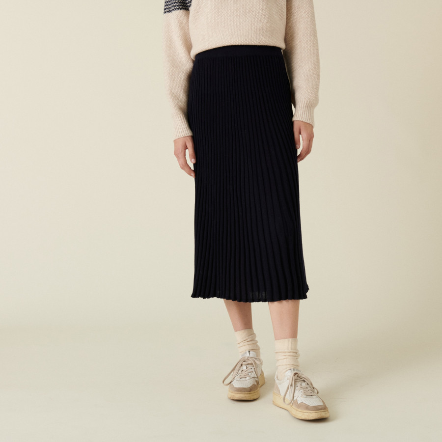 Long flowing merino wool skirt - Caeline