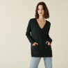 Long cardigan boutonné col V en laine mérinos - Alister 7451 bronze - 83 Kaki