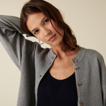 Cotton cashmere button-down cardigan with pockets - Casey
