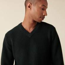 Chunky knit merino wool V-neck sweater - Ariston
