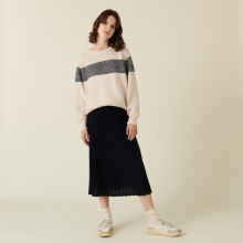Two-tone raglan sleeve sweater in cocoon wool - Dilia