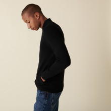 Veste zippée à poches en laine mérinos - Archibald 7578 noir/marine - 01 Noir