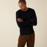 Pull col rond avec logo en laine mérinos - Eddie 7440 marine - 05 Bleu marine