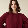 Pull à jeux de point fantaisie en mohair - Camelia 7482 griotte - 51 Bordeaux