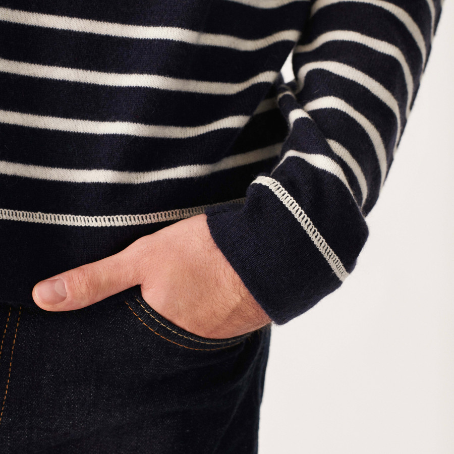 Round-neck striped cashmere sweater - Auguste