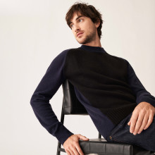 Two-tone cashmere sweater with raglan sleeves - Amalfi