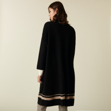 Long 3-ply cashmere cardigan with high collar - Dorys