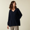 Pull col V en cachemire à fentes côtés - Accacia 7440 marine - 05 Bleu marine