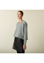 Pull ample boutonné à col rond en cachemire - Acene 7452 amande - 94 Vert amande