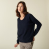 Pull ample boutonné à col rond en cachemire - Acene 7440 marine - 05 Bleu marine