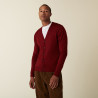 Gilet boutonné avec logo en laine mérinos - Etienne 7481 Cerise - 51 Bordeaux