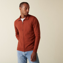 Gilet zippé avec logo en laine mérinos - Estian 7461 Cognac - 92 Rouille