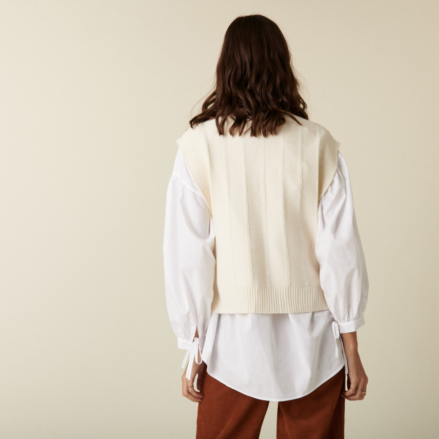 Sleeveless turtleneck sweater in merino wool - Claudia