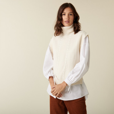 Sleeveless turtleneck sweater in merino wool - Claudia