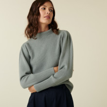 Ribbed knit high neck cashmere sweater - Carene