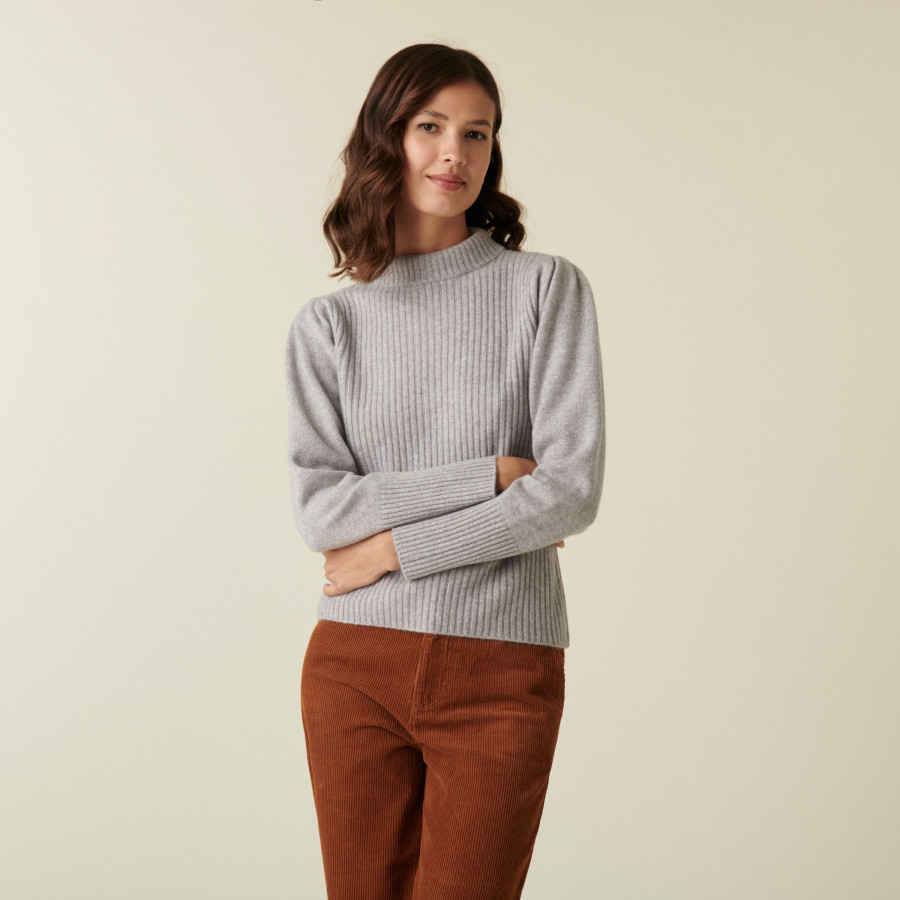 Ribbed knit high neck cashmere sweater - Carene