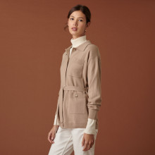 Buttoned cashmere jacket with polo collar - Clemence
