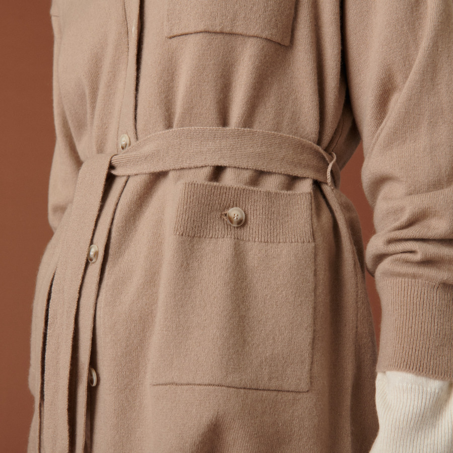 Buttoned cashmere jacket with polo collar - Clemence